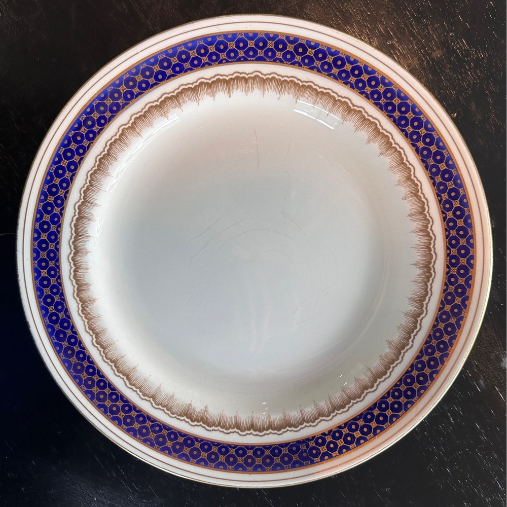 Mappin & Webb Luncheon Plate Unisex Blue cobalt‎ Gold Gilt England Antique